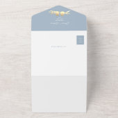 ほこりっぽいブルーQRコードフォト結婚ズ オールインワン招待状 (外側)