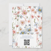 ほこりっぽいブルーQRコードワイルドフラワーガーデンブライダルシャワー 招待状 (裏面)