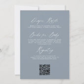 ほこりっぽいブルーQRコードワイルドフラワーベビーの開花 招待状 (裏面)