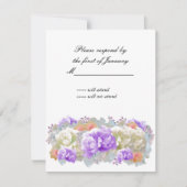 ほこりっぽいプラムとアプリコット牡丹の返信カード 出欠カード (正面)