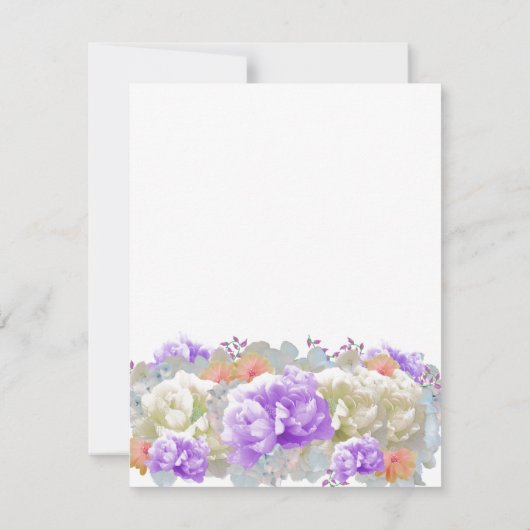 ほこりっぽいプラムとアプリコット牡丹の返信カード 出欠カード (裏面)