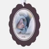 ほこりっぽいプラムアクセントクリスマスの写真 オーナメントカード (左)