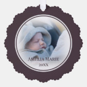 ほこりっぽいプラムアクセントクリスマスの写真 オーナメントカード (正面)