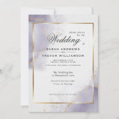 ほこりっぽいプラムパープル金ゴールド 招待状 (正面)