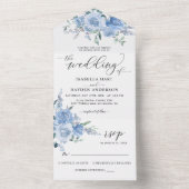 ほこりっぽいベビーライトブルーフローラボタニカル結婚ズ オールインワン招待状 (内側)
