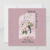 ほこりっぽいマグノリアの花と鳥のシャワー 招待状 (正面)