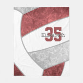 ほこりっぽいマルーングレーバレーボールw彼女の名前をカスタムする フリースブランケット (正面)