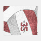 ほこりっぽいマルーングレーバレーボールw彼女の名前をカスタムする フリースブランケット (正面(横))