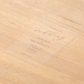 ほこりっぽいミニマルバラ結婚書道 アクリル招待状 (レイダウン)