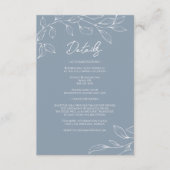 ほこりっぽいミニマルブルー結婚リーフの詳細 エンクロージャーカード (正面)