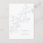 ほこりっぽいミニマルブルー結婚リーフの詳細 エンクロージャーカード (裏面)