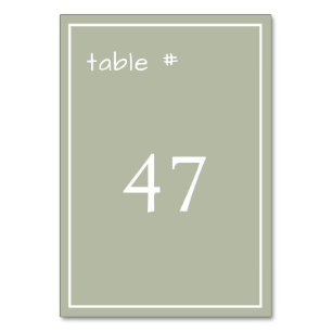 ほこりっぽいミニマル緑の手書きカジュアル入力 テーブルナンバー