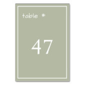 ほこりっぽいミニマル緑の手書きカジュアル入力 テーブルナンバー (正面)