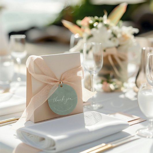 ほこりっぽいミニマル緑の書結婚道の感謝 フェイバータグ