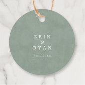 ほこりっぽいミニマル緑の書結婚道の感謝 フェイバータグ (裏面)