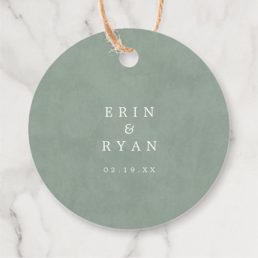 ほこりっぽいミニマル緑の書結婚道の感謝 フェイバータグ (裏面)