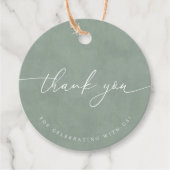 ほこりっぽいミニマル緑の書結婚道の感謝 フェイバータグ (正面)