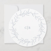 ほこりっぽいミニマル青結婚葉の丸 セーブザデート (裏面)