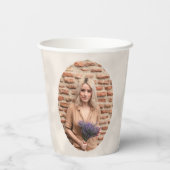 ほこりっぽいミュート赤面ピンクフォトフローラブライダルシャワー 紙コップ (裏面)