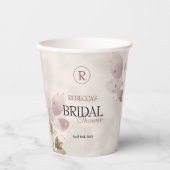 ほこりっぽいミュート赤面ピンクフォトフローラブライダルシャワー 紙コップ (正面)