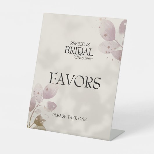 ほこりっぽいミュート赤面ピンクフローラブライダルシャワーの好意 台座サイン (正面)