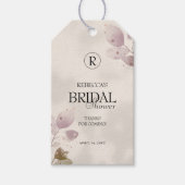 ほこりっぽいミュート赤面ピンクフローラブライダルシャワー ギフトタグ (正面)