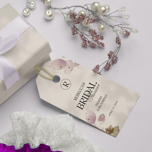 ほこりっぽいミュート赤面ピンクフローラブライダルシャワー ギフトタグ