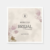 ほこりっぽいミュート赤面ピンクフローラブライダルシャワー スタンダードカクテルナプキン (正面)