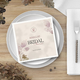 ほこりっぽいミュート赤面ピンクフローラブライダルシャワー スタンダードカクテルナプキン
