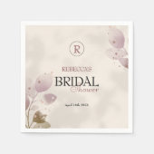 ほこりっぽいミュート赤面ピンクフローラブライダルシャワー スタンダードカクテルナプキン (正面)