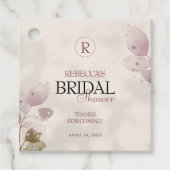 ほこりっぽいミュート赤面ピンクフローラブライダルシャワー フェイバータグ (正面)