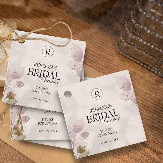 ほこりっぽいミュート赤面ピンクフローラブライダルシャワー フェイバータグ