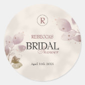 ほこりっぽいミュート赤面ピンクフローラブライダルシャワー ラウンドシール (正面)