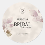 ほこりっぽいミュート赤面ピンクフローラブライダルシャワー ラウンドシール (正面)