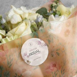 ほこりっぽいミュート赤面ピンクフローラブライダルシャワー ラウンドシール