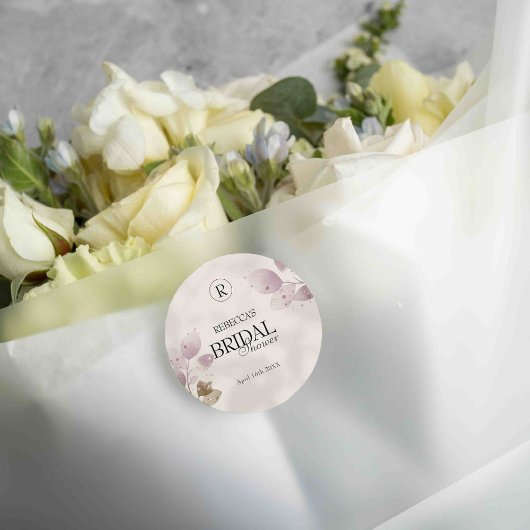 ほこりっぽいミュート赤面ピンクフローラブライダルシャワー ラウンドシール