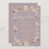 ほこりっぽいメイヴベビーイン開花ワイルドフラワーベビーシャワー 招待状 (正面/裏面)