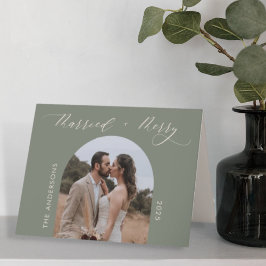 ほこりっぽいメリー緑結婚したの写真の結婚クリスマス シーズンカード