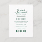 ほこりっぽいモダングリーンシンプルハンドレターミニマリスト 名刺 (裏面)