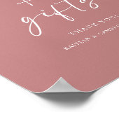 ほこりっぽいモダンバラウェディングカードとギフトサイン ポスター (角)