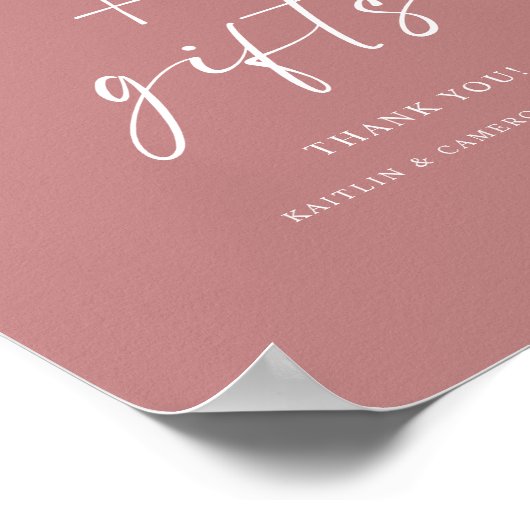 ほこりっぽいモダンバラウェディングカードとギフトサイン ポスター (角)