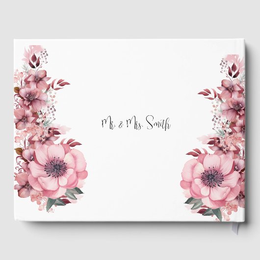 ほこりっぽいモダンバラピンク ゲストブック (裏面)