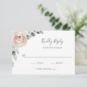 ほこりっぽいモダンバラフローラエレガントな結婚式 出欠カード (スタンド正面)