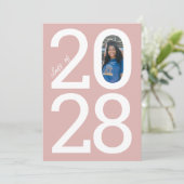 ほこりっぽいモダンピンクのクラス年の卒業写真 案内状 (スタンド正面)