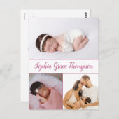 ほこりっぽいモダンピンクのスクリプト名ベビーガールの写真 ポストカード (正面/裏面)