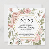 ほこりっぽいモダンピンクのバラの植物卒業証書 招待状 (正面)