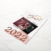 ほこりっぽいモダンピンクの卒業生2写真卒業 箔招待状 (回転した状態)