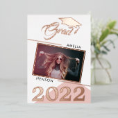 ほこりっぽいモダンピンクの卒業生2写真卒業 箔招待状 (立ち正面)