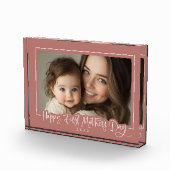 ほこりっぽいモダンピンクの台本ハッピーファースト・マザー・デー フォトブロック (右)