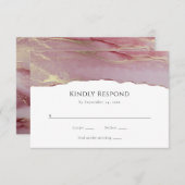 ほこりっぽいモダンピンクの結婚式RSVPの応答カード 出欠カード (正面/裏面)